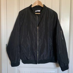Ladies Black Cuffed Bomber Jacket Size XL